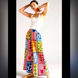 Farm rio wide leg crop pants linen tropical casual resort printed boho fall